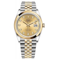 Réplique Rolex Datejust 36 Acier &amp; Montre pour homme en or jaune avec cadran diamant et champagne M126203-0017