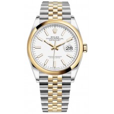 Réplique Rolex Datejust 36 Acier &amp; Montre pour femme en or jaune et cadran blanc M126203-0019