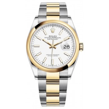 Réplique Rolex Datejust 36 Acier &amp; Montre pour femme en or jaune et cadran blanc M126203-0020