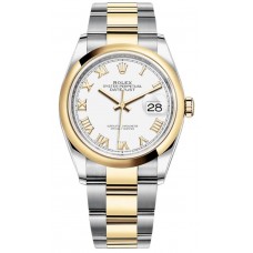 Réplique Rolex Datejust 36 Acier &amp; Montre pour femme en or jaune et cadran romain blanc M126203-0030