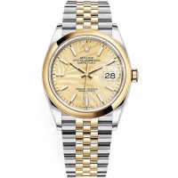 Réplique Rolex Datejust 36 Acier &amp; Montre pour femme en or jaune avec cadran à motif palmier doré M126203-0037