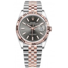 Réplique Rolex Datejust 36 Acier &amp; Montre pour femme avec cadran en ardoise dorée Everose M126231-0013