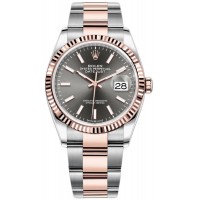 Réplique Rolex Datejust 36 Acier &amp; Montre pour femme avec cadran en ardoise dorée Everose M126231-0014