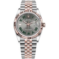 Réplique Rolex Datejust 36 Acier &amp; Montre pour femme à cadran romain en ardoise dorée Everose M126231-0029