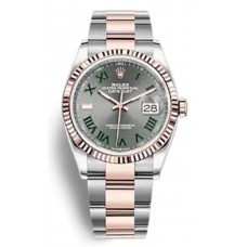 Réplique Rolex Datejust 36 Acier &amp; Montre pour femme à cadran romain en ardoise dorée Everose M126231-0030