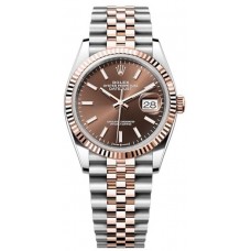 Réplique Rolex Datejust 36 Acier &amp; Montre pour femme avec cadran chocolat doré Everose M126231-0043