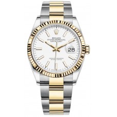 Réplique Rolex Datejust 36 Acier &amp; Montre pour femme en or jaune et cadran blanc M126233-0020