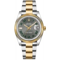 Réplique Rolex Datejust 36 Acier &amp; Montre pour femme avec cadran romain en ardoise et or jaune M126233-0036