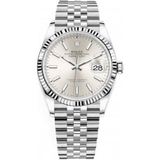 Réplique Rolex Datejust 36 Acier &amp; Montre pour femme en or blanc et cadran argenté M126234-0013