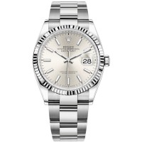 Réplique Rolex Datejust 36 Acier &amp; Montre pour femme en or blanc et cadran argenté M126234-0014