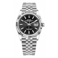 Réplique Rolex Datejust 36 Acier &amp; Montre pour femme en or blanc et cadran noir M126234-0015