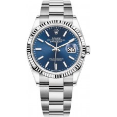 Réplique Rolex Datejust 36 Acier &amp; Montre pour femme en or blanc et cadran bleu M126234-0018