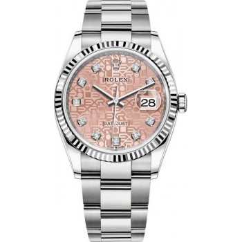 Réplique Rolex Datejust 36 Montre unisexe en acier inoxydable avec cadran diamant rose Jubilee M126234-0024