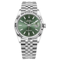 Réplique Rolex Datejust 36 Acier &amp; Montre pour femme en or blanc et cadran vert menthe M126234-0051