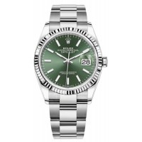 Réplique Rolex Datejust 36 Acier &amp; Montre pour femme en or blanc et cadran vert menthe M126234-0052