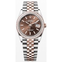 Réplique Rolex Datejust 36 Acier &amp; Montre pour femme Everose Gold Cadran Chocolat Lunette Diamant M126281RBR-0031