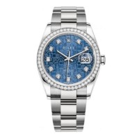 Réplique Montre pour femme Rolex Datejust 36 en acier avec cadran diamant bleu jubilé M126284RBR-0004