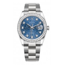 Réplique Montre pour femme Rolex Datejust 36 en acier avec cadran diamant bleu jubilé M126284RBR-0004