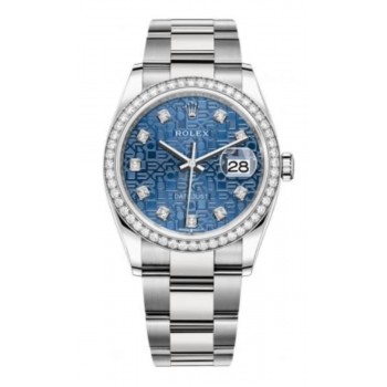 Réplique Montre pour femme Rolex Datejust 36 en acier avec cadran diamant bleu jubilé M126284RBR-0004