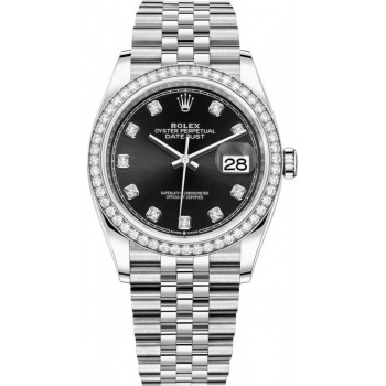 Réplique Rolex Datejust 36 Or Blanc &amp; Montre unisexe diamants M126284rbr-0019