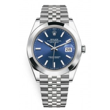 Réplique Montre pour homme Rolex Datejust 41 en acier inoxydable avec cadran bleu M126300-0002