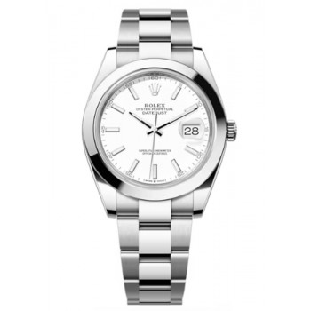 Réplique Montre pour homme Rolex Datejust 41 en acier inoxydable avec cadran blanc M126300-0005