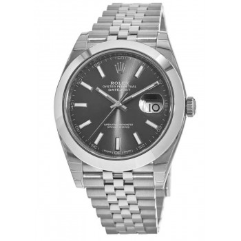 Réplique Montre pour homme Rolex Datejust 41 en acier inoxydable avec cadran gris et bracelet jubilé M126300-0008