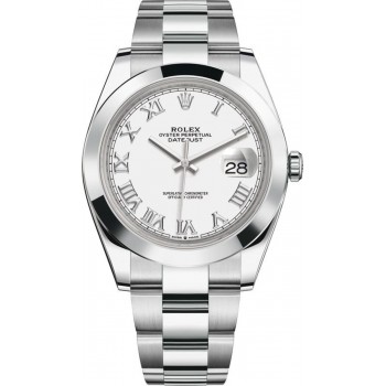 Réplique Montre pour homme Rolex Datejust 41 en acier inoxydable avec cadran romain blanc M126300-0015