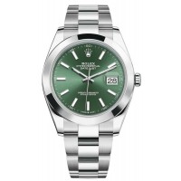 Réplique Montre pour homme Rolex Datejust 41 en acier inoxydable avec cadran vert menthe M126300-0019