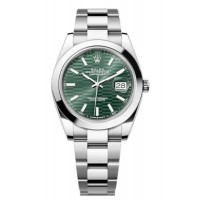 Réplique Montre pour homme Rolex Datejust 41 en acier inoxydable avec cadran cannelé vert menthe M126300-0021