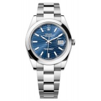 Réplique Montre pour homme Rolex Datejust 41 en acier inoxydable avec cadran cannelé bleu M126300-0023