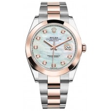 Réplique Montre pour homme Rolex Datejust 41 en acier et or Everose avec cadran en nacre et diamant M126301-0013