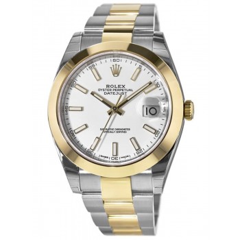 Réplique Rolex Datejust 41 Or &amp; Montre pour homme en acier à cadran blanc M126303-0015