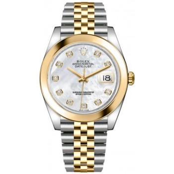 Réplique Rolex Datejust 41 Acier &amp; Montre unisexe en or jaune avec cadran en nacre et diamant M126303-0018