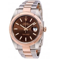 Réplique Montre pour homme Rolex Datejust 41 en acier et or Everose avec cadran chocolat Oystersteel M126331-0001