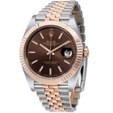 Réplique Montre Rolex Datejust 41 en acier et or Everose avec cadran chocolat et bracelet jubilé pour homme M126331-0002