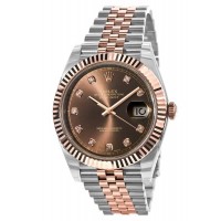 Réplique Montre pour homme Rolex Datejust 41 en acier et or Everose avec cadran chocolat et diamants M126331-0004