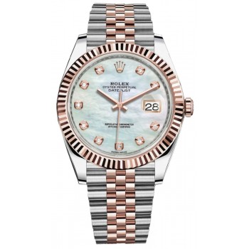 Réplique Montre pour homme Rolex Datejust 41 en acier et or Everose en nacre et diamant Jubilee M126331-0014