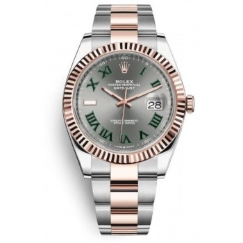 Réplique Montre pour homme Rolex Datejust 41 en acier et or Everose avec cadran Wimbledon et bracelet Oster M126331-0015