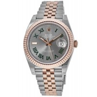 Réplique Montre Rolex Datejust 41 en acier et or Everose Wimbledon avec cadran vert Jubilee pour homme M126331-0016