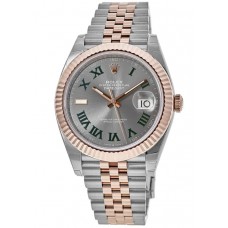 Réplique Montre Rolex Datejust 41 en acier et or Everose Wimbledon avec cadran vert Jubilee pour homme M126331-0016