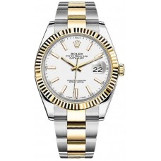 Réplique Rolex Datejust 41 Acier &amp; Montre pour homme Oystersteel en or jaune et cadran blanc M126333-0015