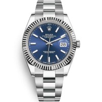 Réplique Rolex Datejust 41 Acier &amp; Montre pour homme en or blanc et cadran bleu M126334-0001