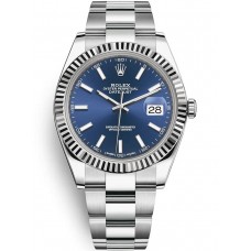 Réplique Rolex Datejust 41 Acier &amp; Montre pour homme en or blanc et cadran bleu M126334-0001