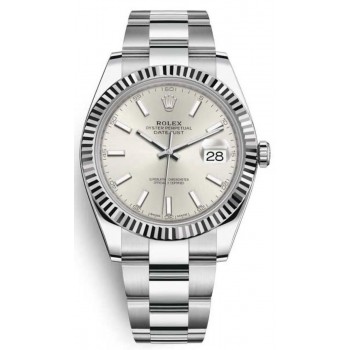 Réplique Montre pour homme Rolex Datejust 41 en acier inoxydable avec cadran argenté M126334-0003