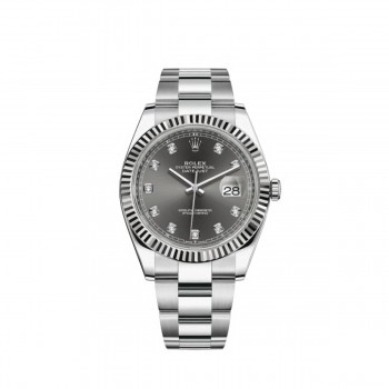 Réplique Montre pour homme Rolex Datejust 41 avec cadran diamant rhodié foncé M126334-0005