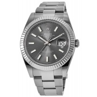 Réplique Rolex Datejust 41 Acier &amp; Montre pour homme Oyster avec lunette cannelée en or blanc et cadran en ardoise M126334-0013