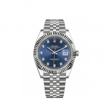 Réplique Montre pour homme Rolex Datejust 41 avec cadran en diamant bleu M126334-0016