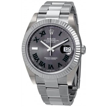 Réplique Montre pour homme Rolex Datejust 41 en acier inoxydable gris ardoise avec cadran romain M126334-0021