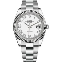 Réplique Montre pour homme Rolex Datejust 41 en acier inoxydable avec cadran romain blanc M126334-0023